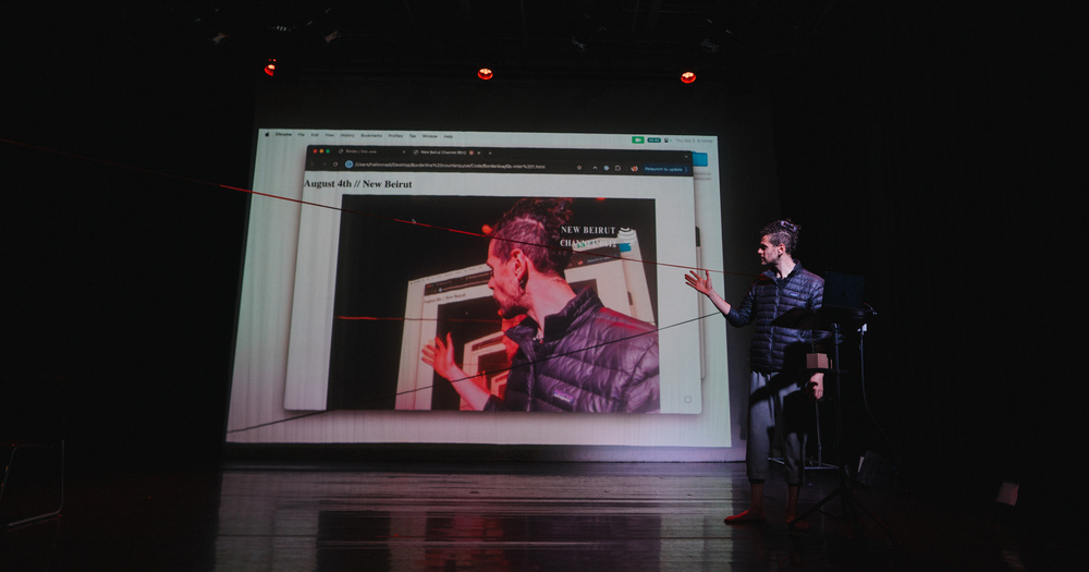 Performer on stage during Borderline at Counterpulse, San Francisco