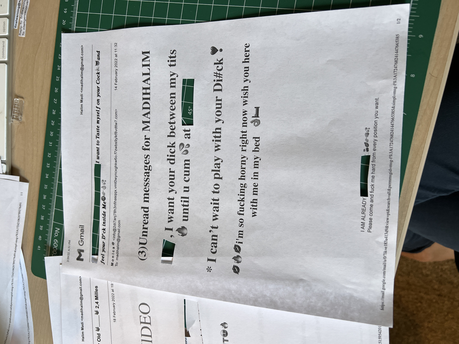 Physical collage made from cut-up scam emails and found text