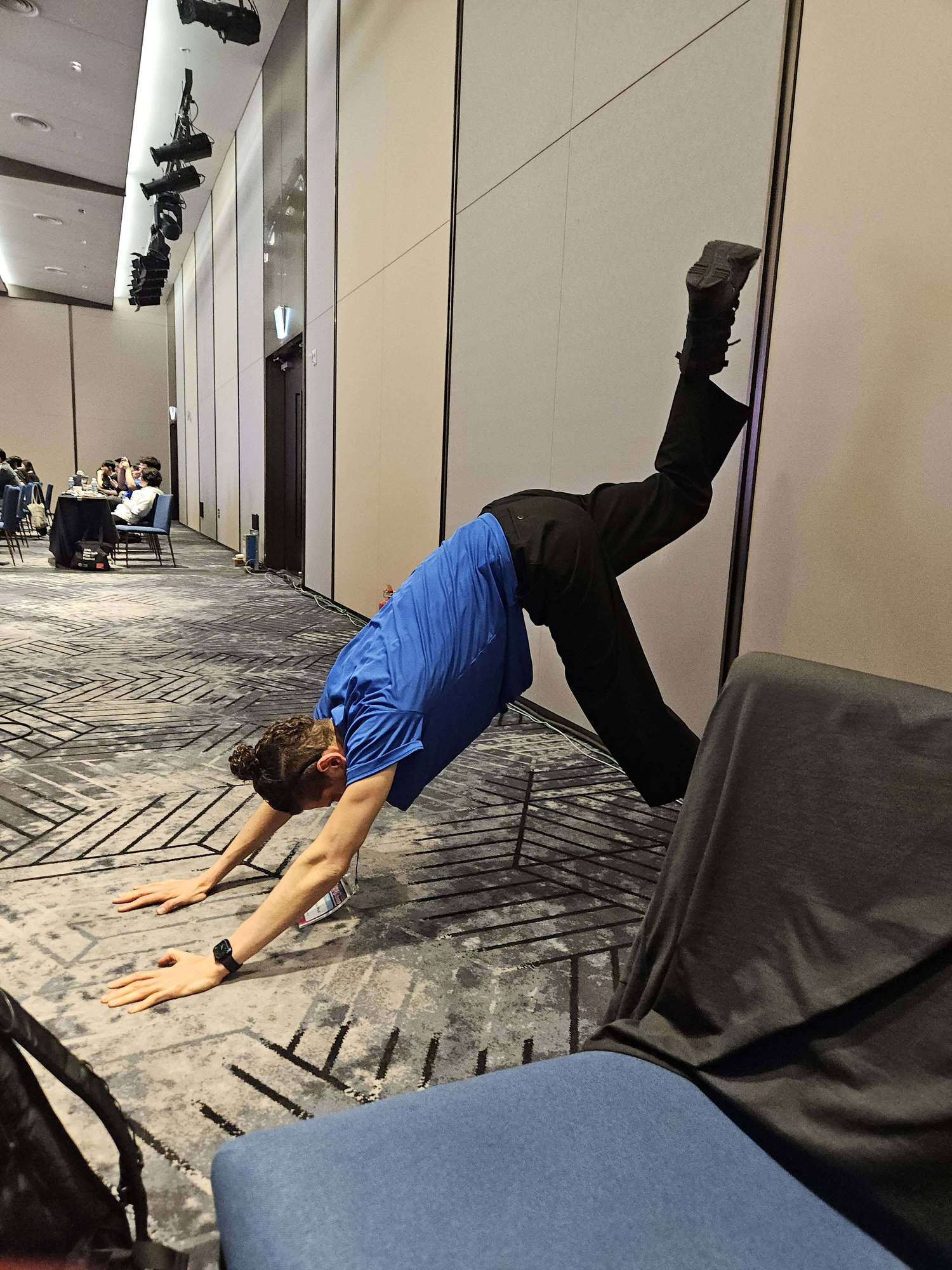 Live performance moment with AI instructions projected