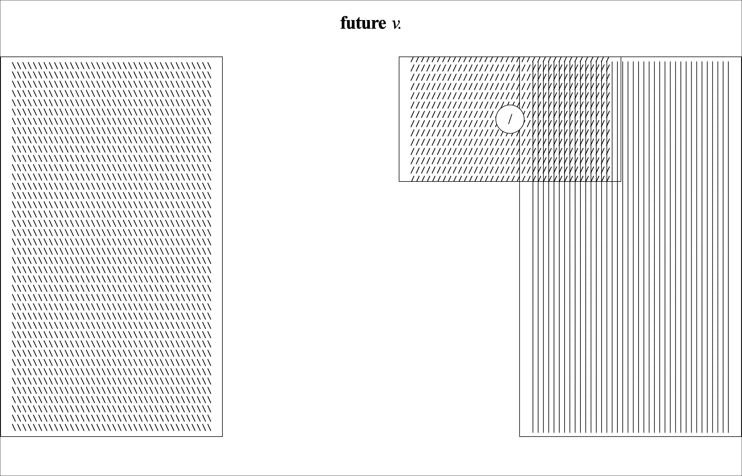 Dragging the three character-walls of Future v. across the white field
