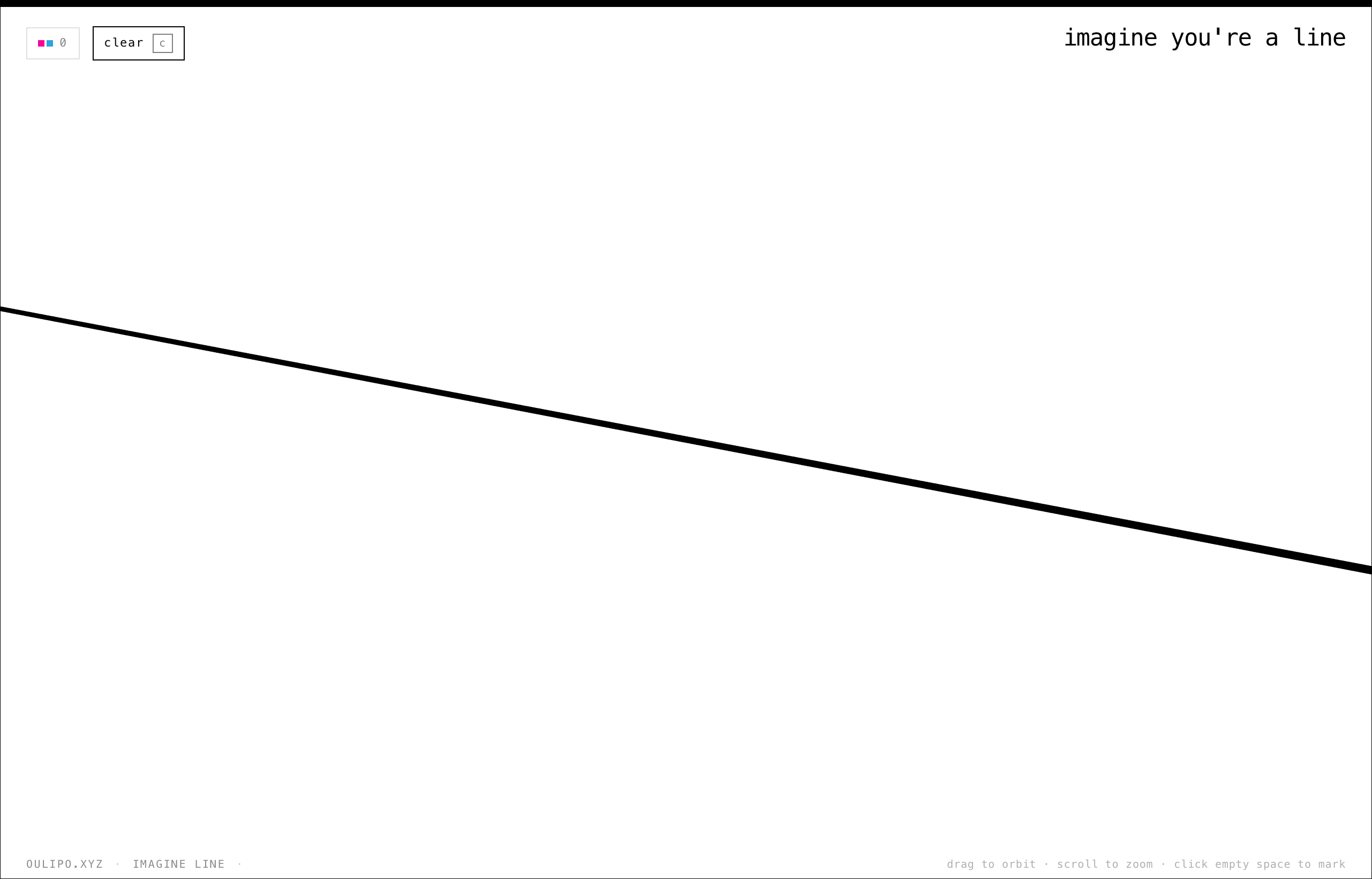 The bare line hanging in white 3D space before anything is added