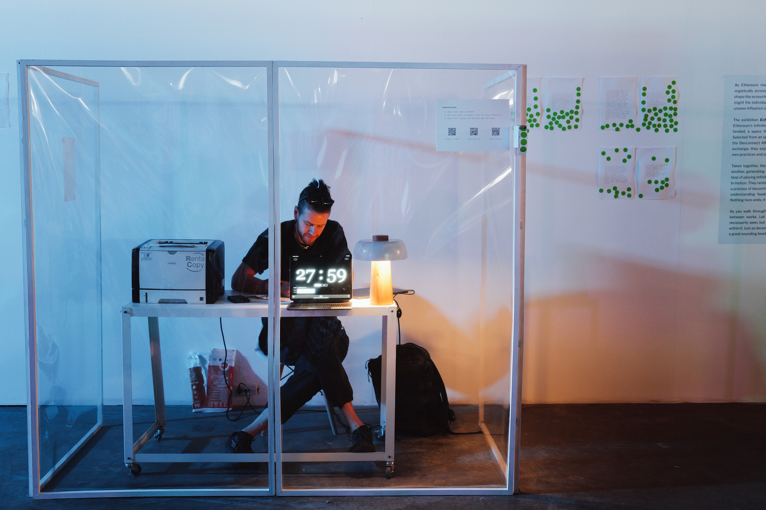 Exhibition view of the Reinforcement.exe cube at Buenos Aires