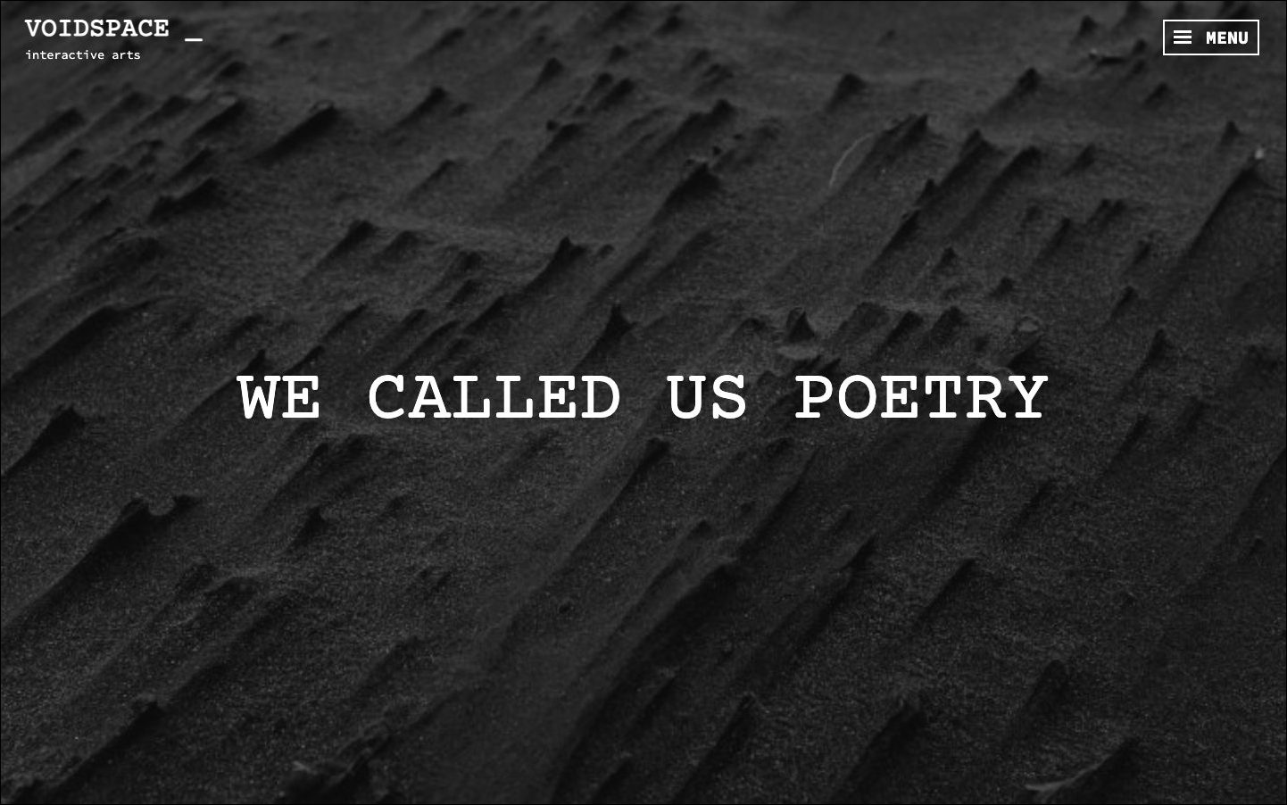 We Called Us Poetry as published by Voidspace Zine: the title in white type over a dark field of repeated marks.