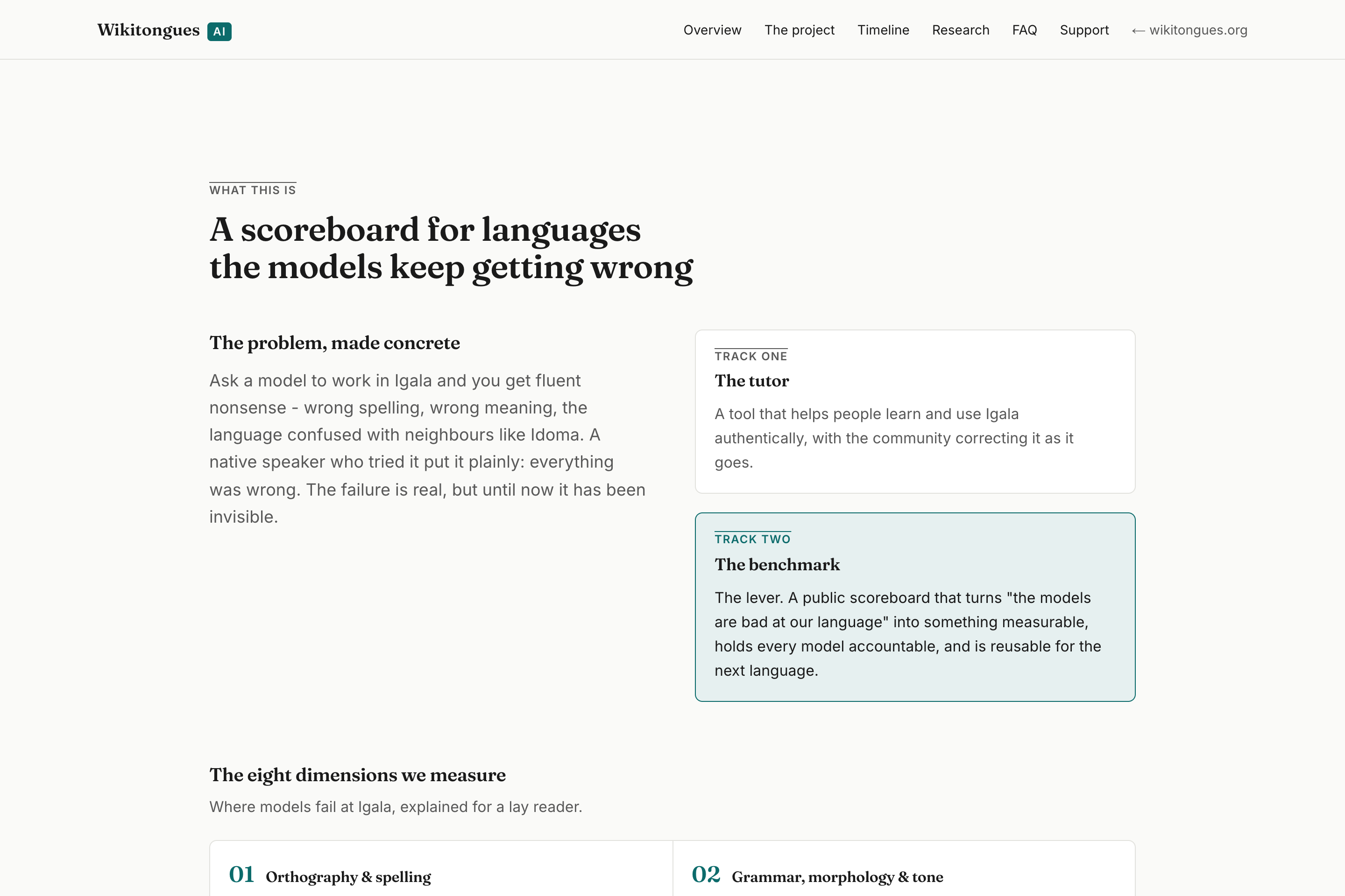 Wikitongues AI platform - the project view