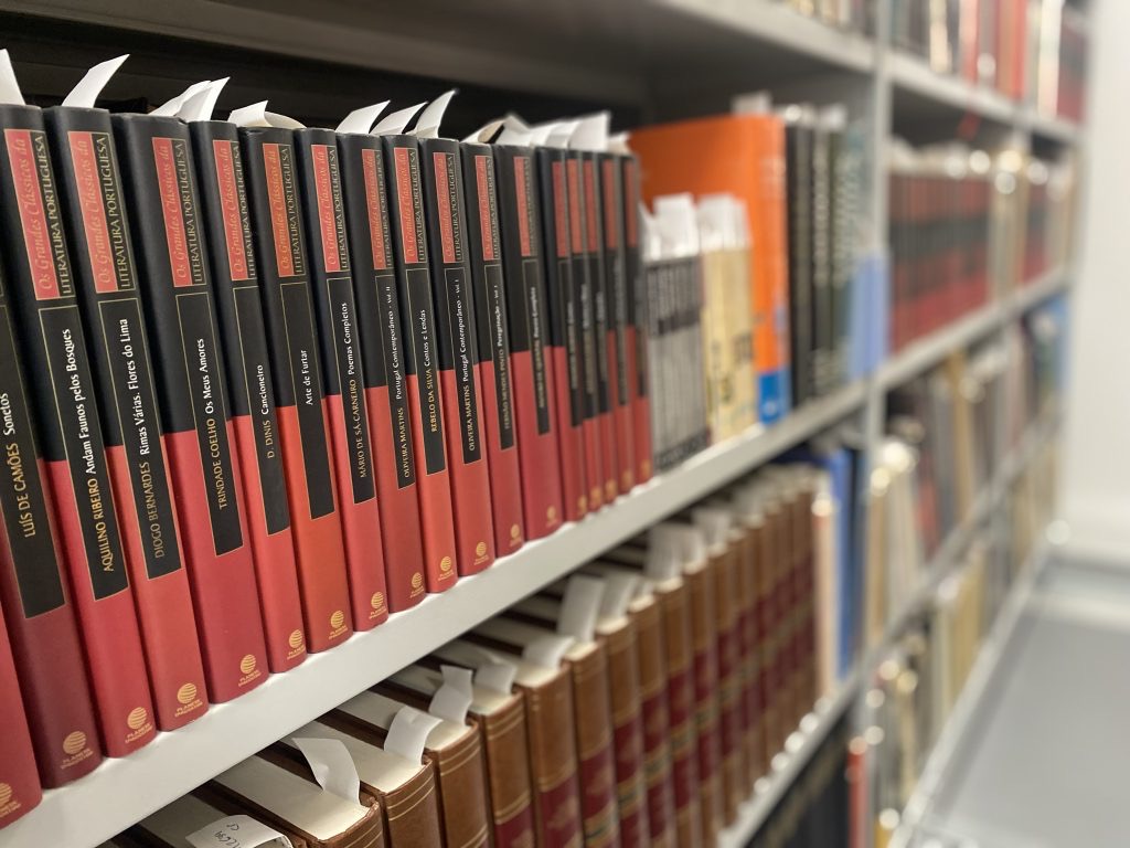 Inside Casa dos Livros - shelves of Portuguese literature