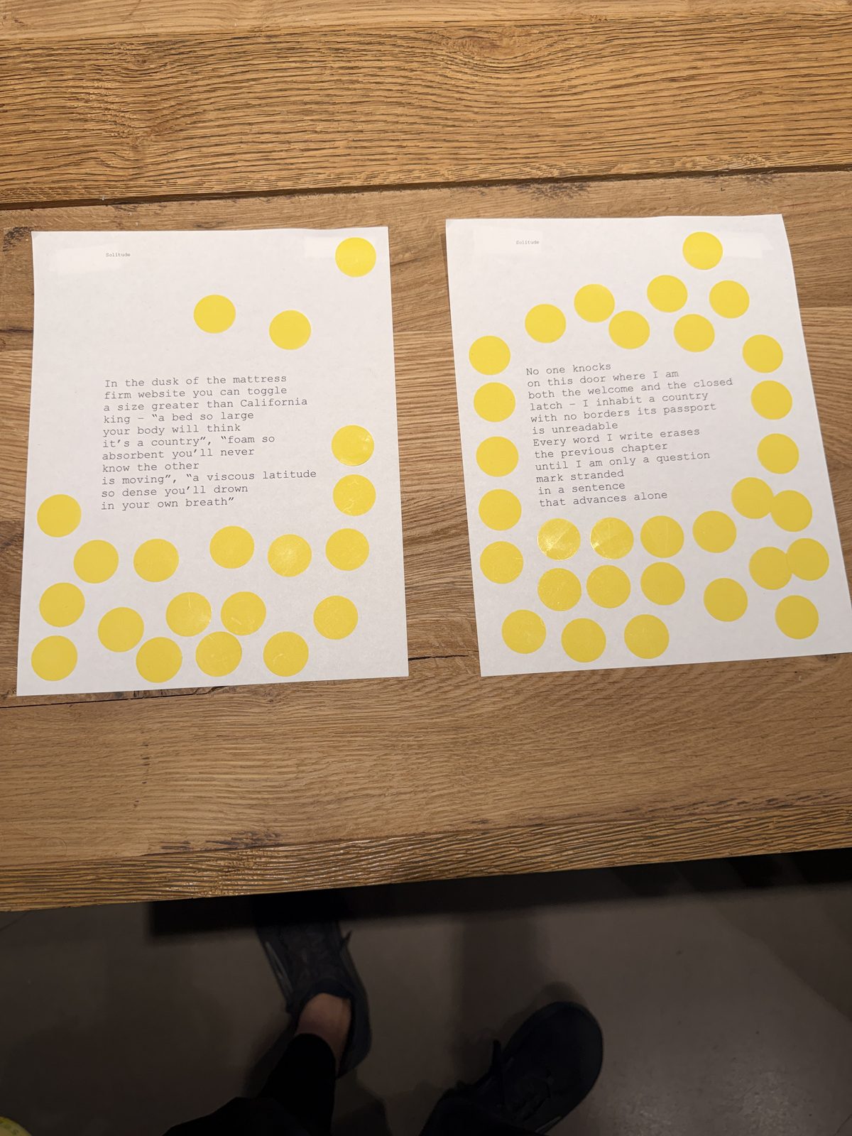 Detail of poems on display