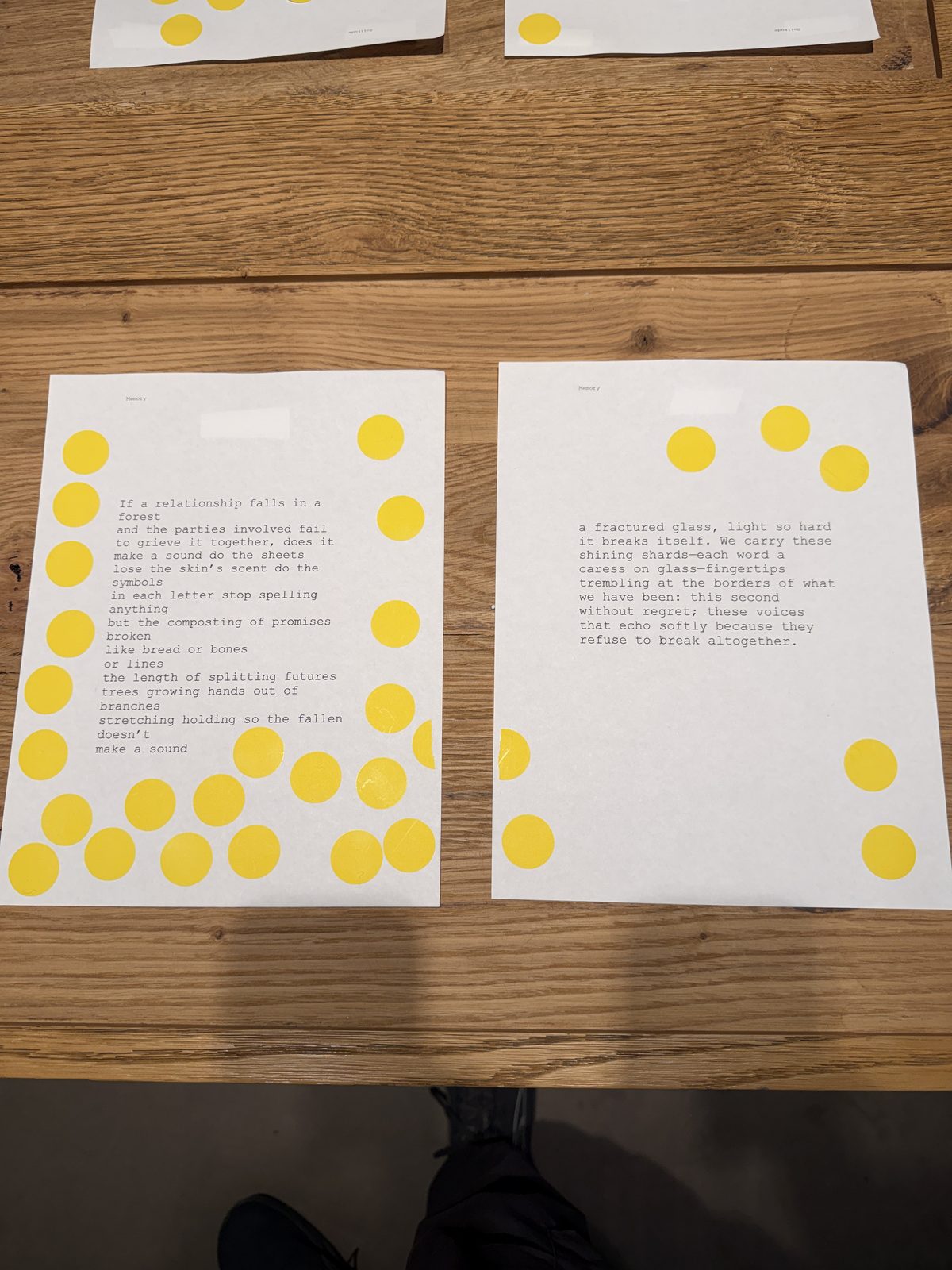 Poems displayed on the wall